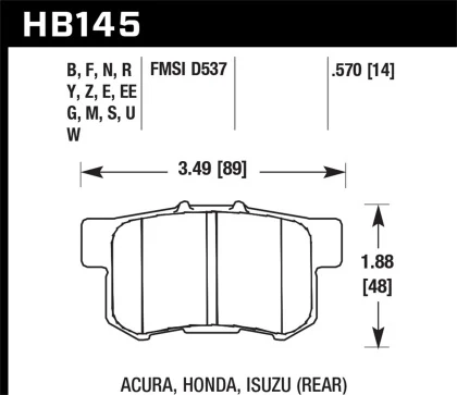 Hawk 00-09 Honda S2000 HPS 5.0 Brake Pads - Image 3